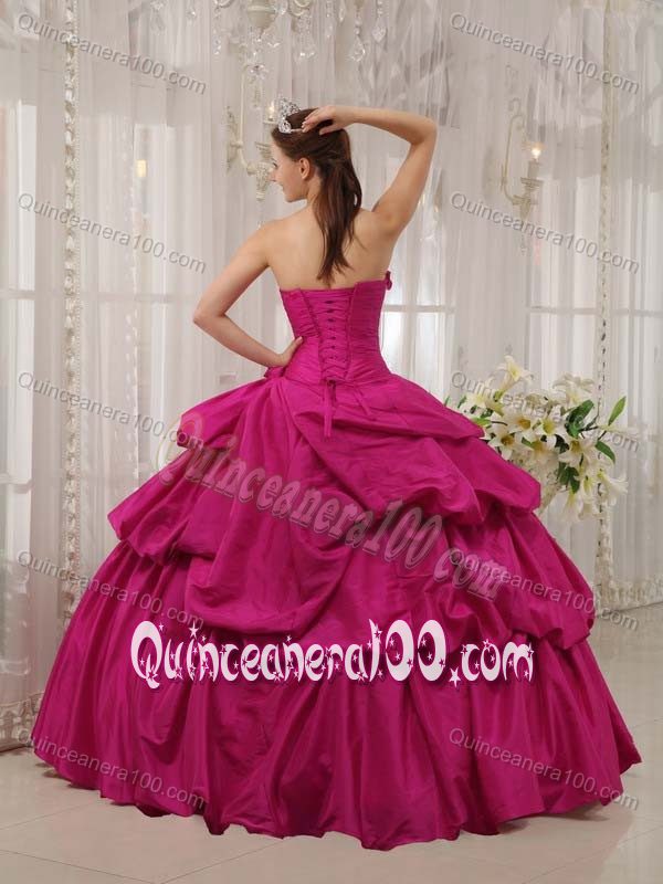 Magnificent Wine Red Taffeta Strapless Quince Dresses with Beading