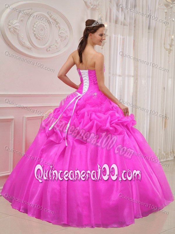 Pink Ball Gown Quinceanera Dresses with Appliques and Ruffles