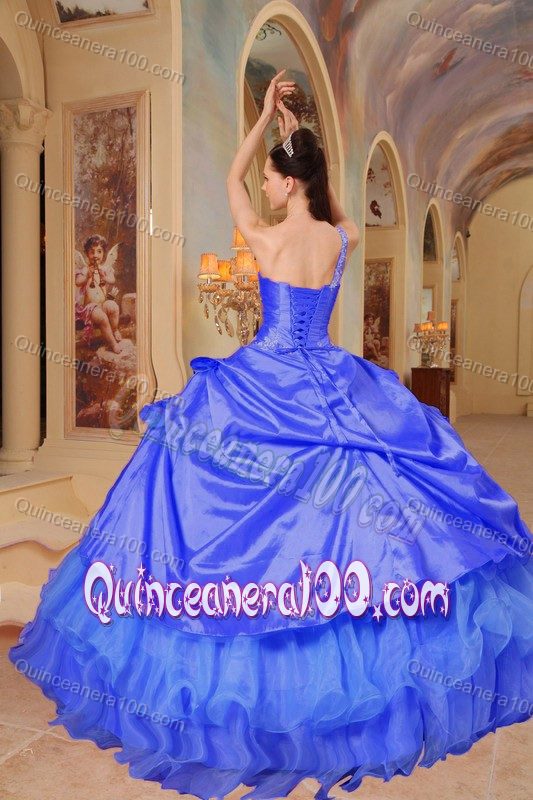 Special Single Strap Quinceanera Gown Dress in Taffeta and Organza