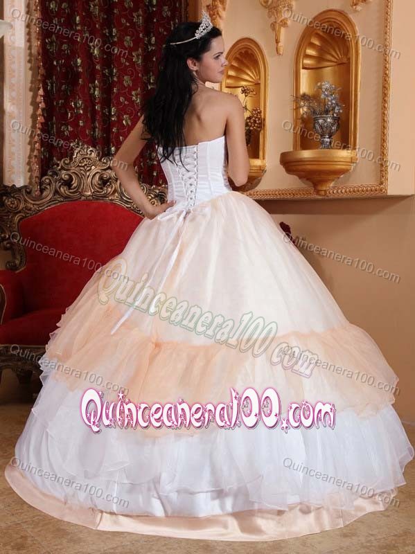 Multi-layered Strapless Dresses for a Quinceanera with Embroidery