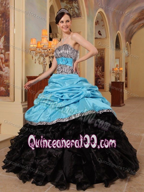 Gorgeous Zebra Print Dress Quinceanera with Pick-ups and Ruffles