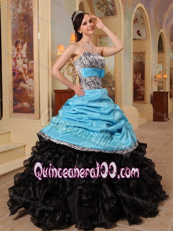 Gorgeous Zebra Print Dress Quinceanera with Pick-ups and Ruffles