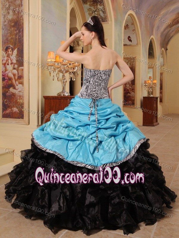 Gorgeous Zebra Print Dress Quinceanera with Pick-ups and Ruffles