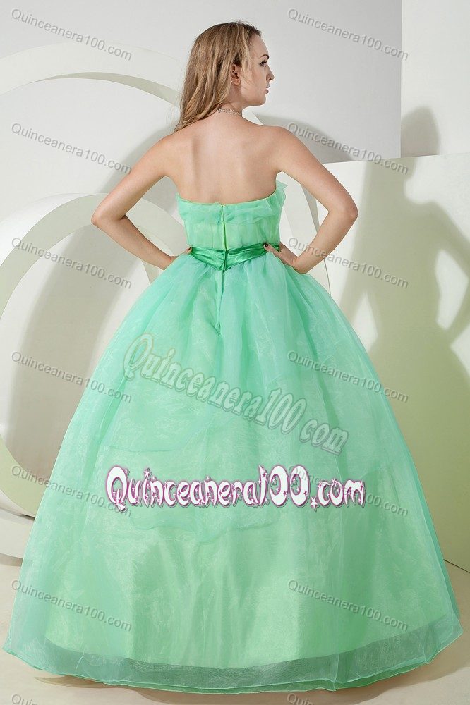 2014 Aquamarine Organza Quinceanera Gown with Sash on Discount