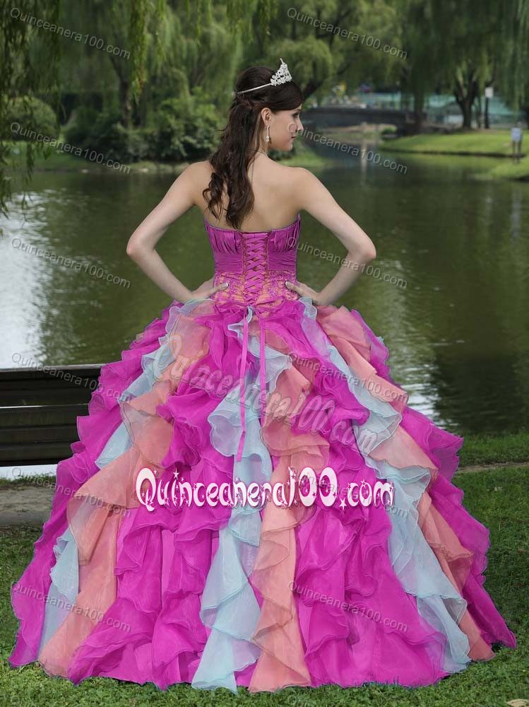 Corset Ruffled Appliqued Multi-color Sweet Sixteen Dresses Shop