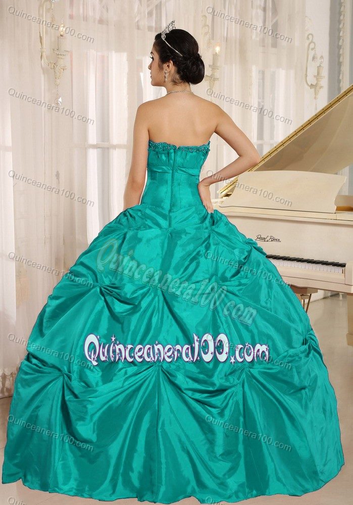 Simple Ball Gown Floor-Length Turquoise Quinceanera Dress