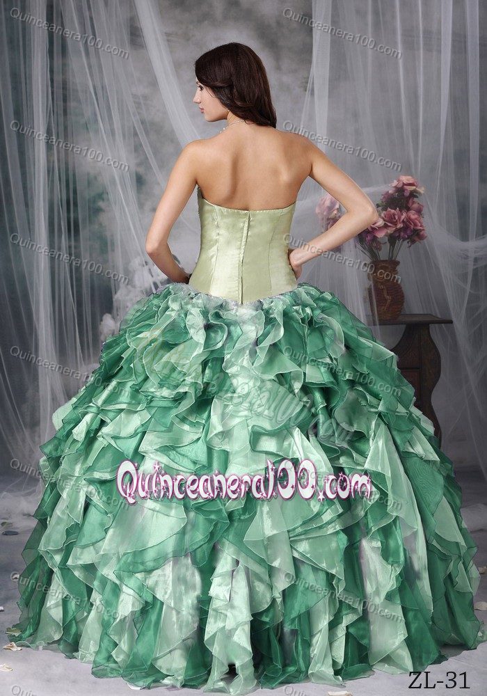 Customized Ruffled Beaded Colorful Sweet 15/16 Birthday Dress