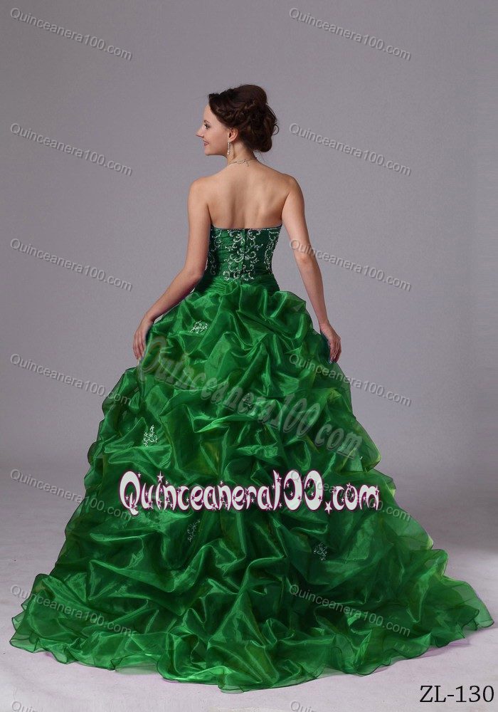 Sweep Train Quinceanera Dress with Embroidery and Pick-ups