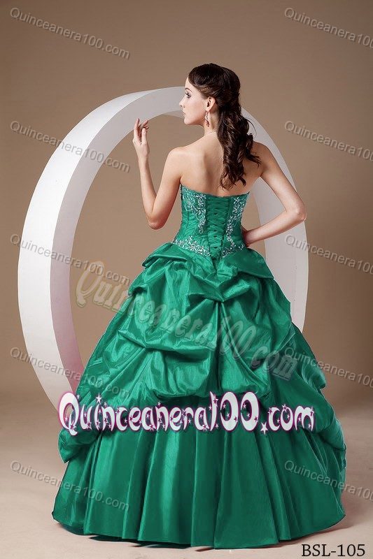 A-line Sweetheart Pick-ups Turquoise Quince Dresses for Rent