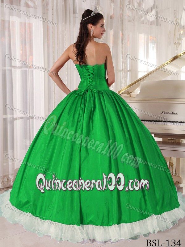 Wholesale Green and White Ball Gown Dress for Quinceanera