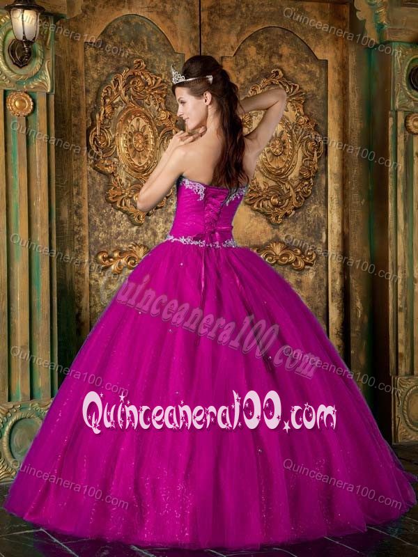 Perfect A-line Sweetheart Beaded Fuchsia Sweet 16 Dress On Sale