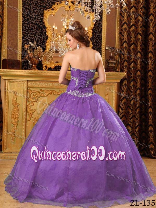 Fast Shipping Appliqued Light Purple Sweetheart Sweet 16 Dress