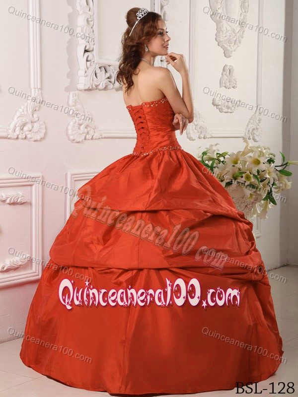 2014 Exquisite Rust Red Beaded Sweet 15 Dresses for Wholesale