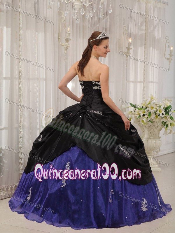 Perfect Strapless Beading Appliques Black and Blue Quince Dresses