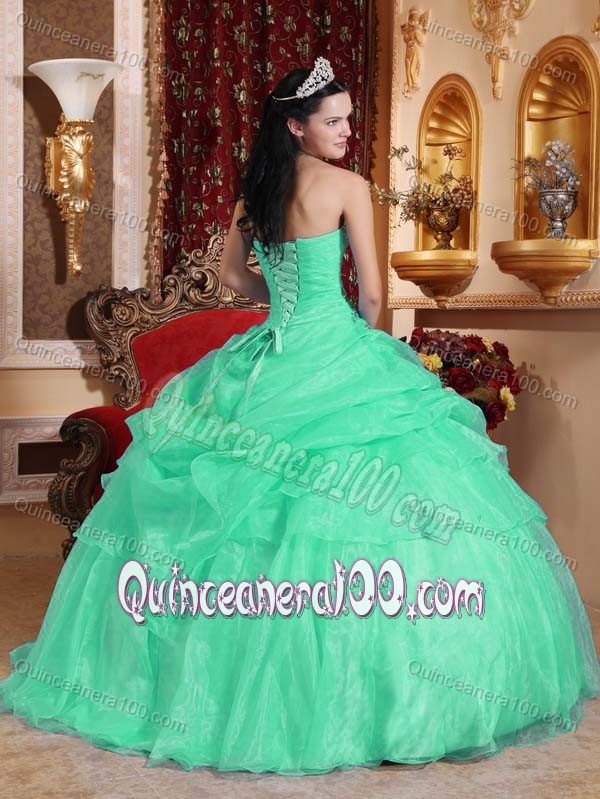 Elegant Apple Blue Ball Gown Pick-ups Appliques Sweet 15 Dresses