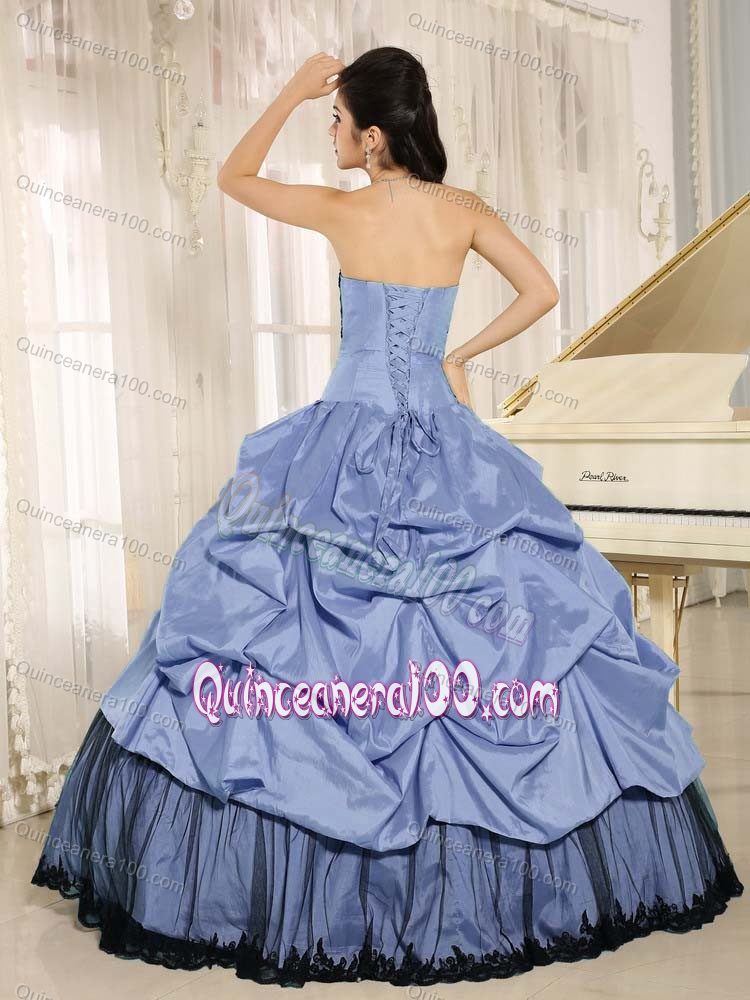 Exquisite Pick-Ups Appliqued Lilac and Black Quinceanera Gowns