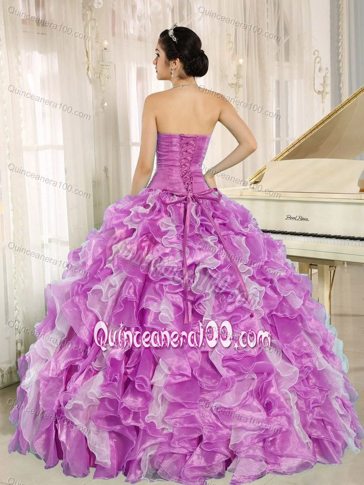 Cheap Custom Made Ruffled Beaded Quinceanera Gown Dresses