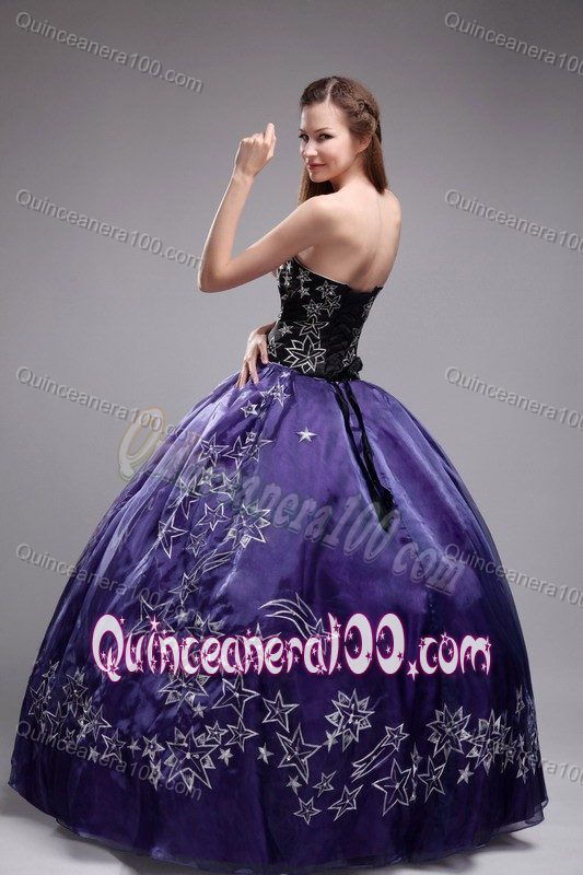 Qualified Dark Purple Fitted Dress for Quince with Embroidery