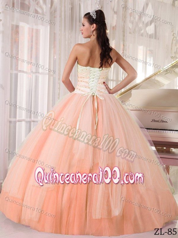 Custom Made Orange Red Tulle Beaded Fitted Sweet 16 Dresses