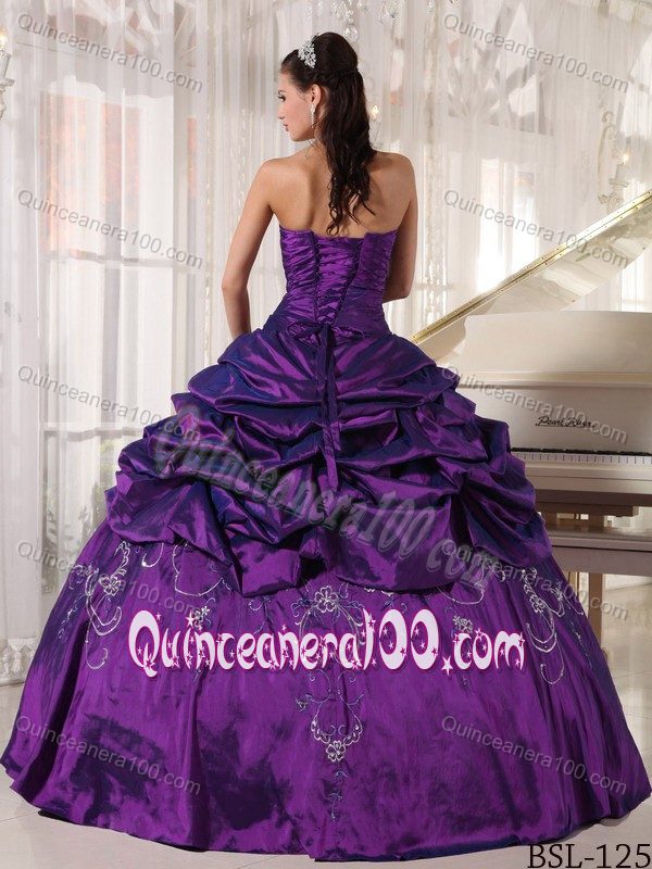 Gorgeous Eggplant Purple Pick Ups Embroidery Quince Dresses