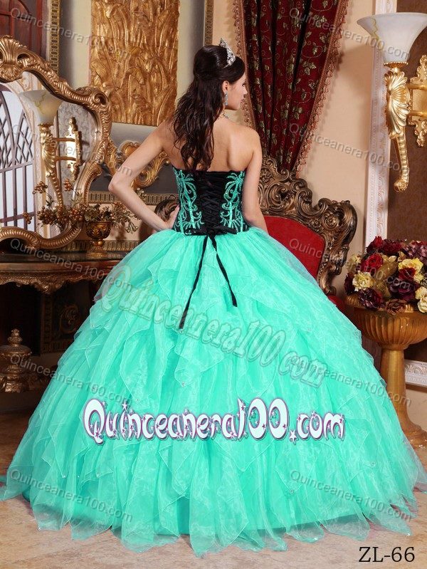 Green Sweetheart Floor-length Beaded Dress for Quinceanera