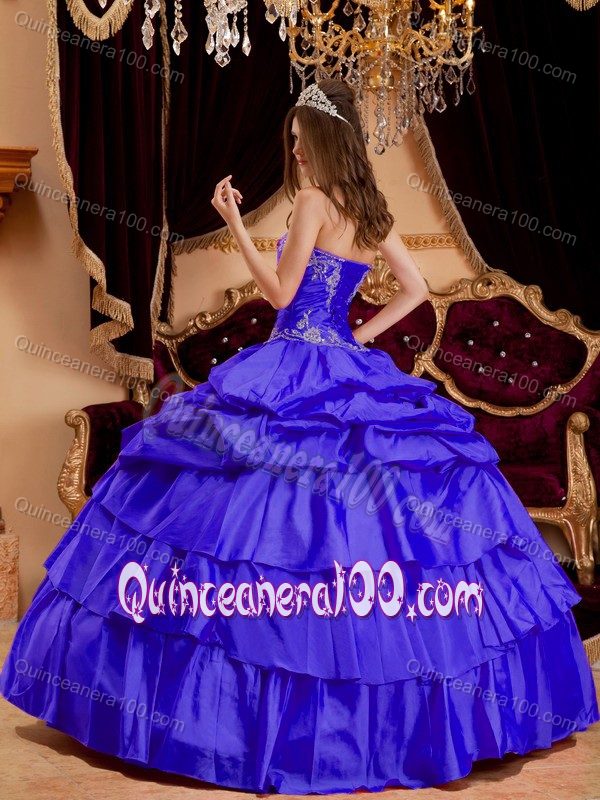 Sweetheart Layered Taffeta Appliques Sweet Sixteen Dresses