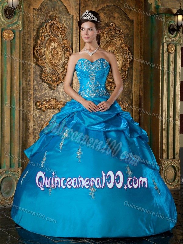 Ball Gown Floor-length Taffeta Appliques Quinceanera Dresses