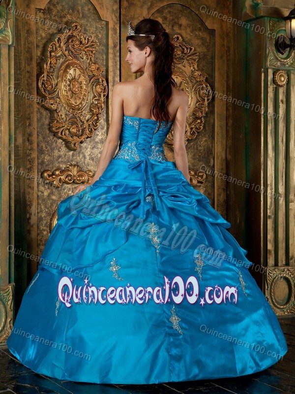 Ball Gown Floor-length Taffeta Appliques Quinceanera Dresses