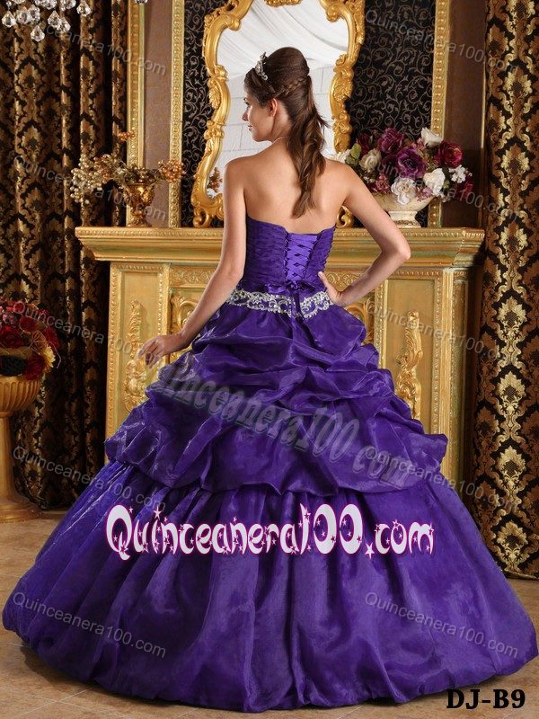 Purple Sweetheart Dress for Quinceanera with Pick-ups On Sale