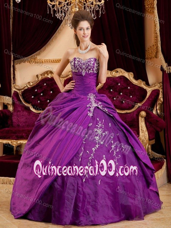 Newest Beaded Ball Gown Sweetheart Taffeta Dress for Quinceanera