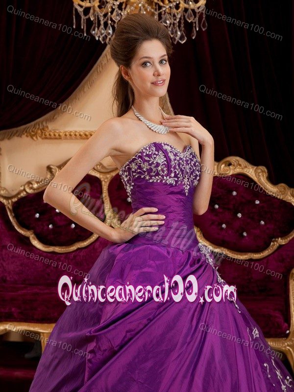 Newest Beaded Ball Gown Sweetheart Taffeta Dress for Quinceanera