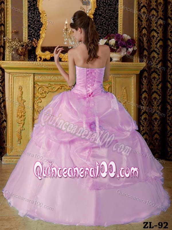 Multi-tiered Baby Pink Princess Organza Dresses For a Quince