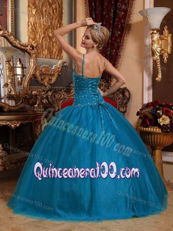 Spaghetti Straps Ball Gown Quinceanera Dress with Beading