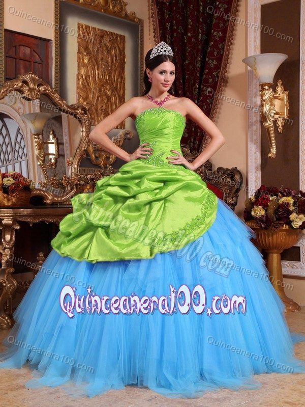 blue green quinceanera dresses