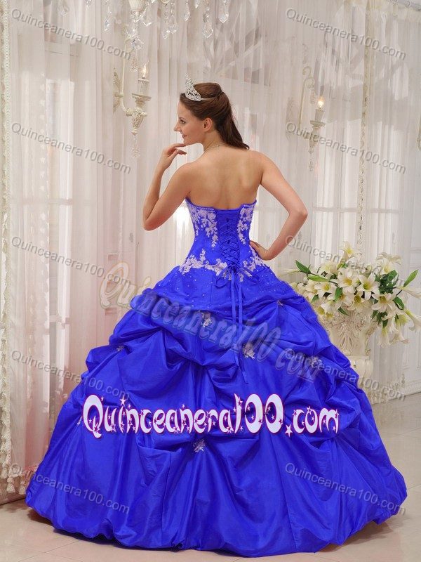 Beautiful Blue Sweetheart Dress For 15 with Appliques