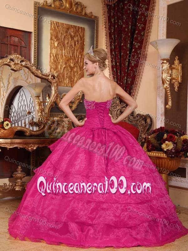 Cute Strapless Appliques Quinceanera Dress with Laced Up