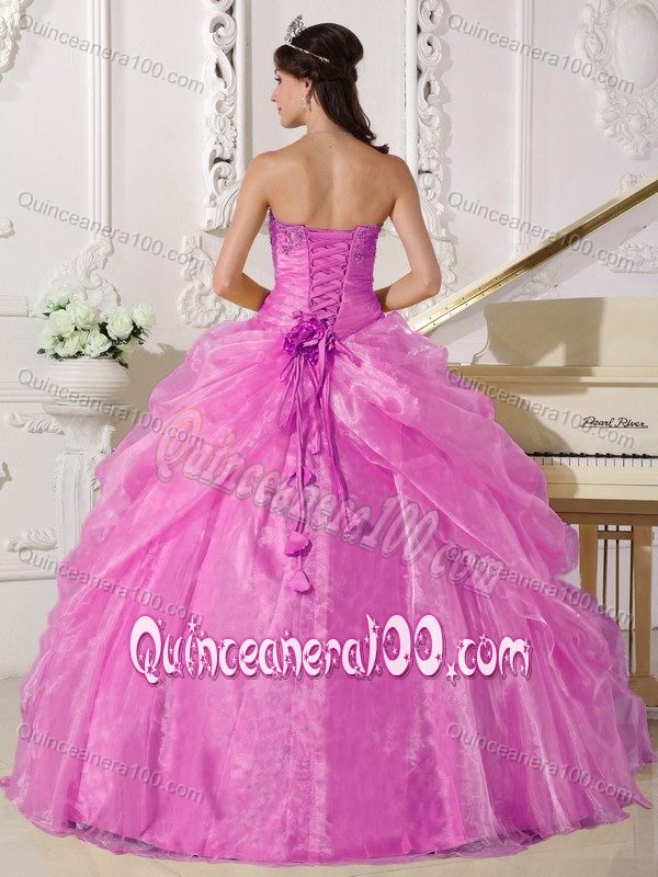 Lovely Pink Ball Gown Quinceanera Dress with Beaded and Ruched Top