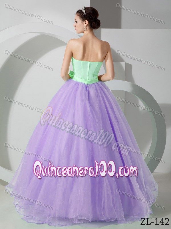 Apple Green and Lavender Sweet 16 Dress by Organza with Sash and Ruches