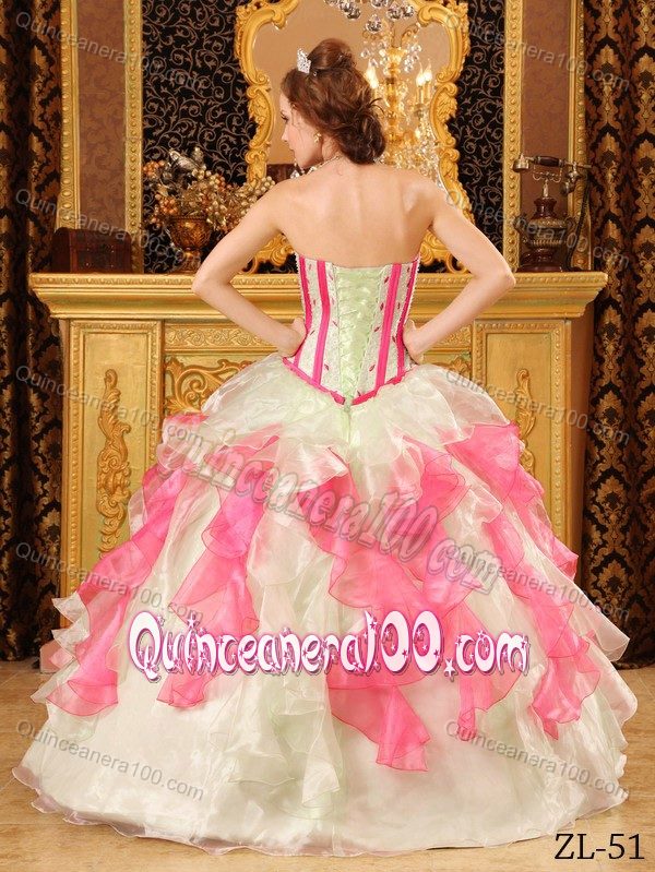 Multi-Color Sweetheart Quinceanera Gowns with Appliques and Ruffles