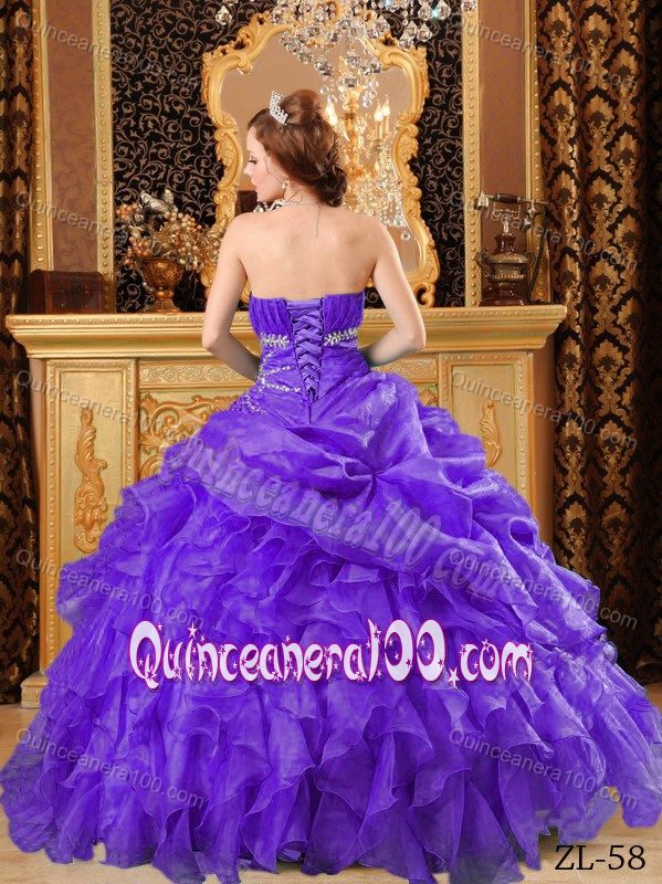 2014 Purple Sweet Sixteen Quinceanera Dresses with Beading and Ruffles