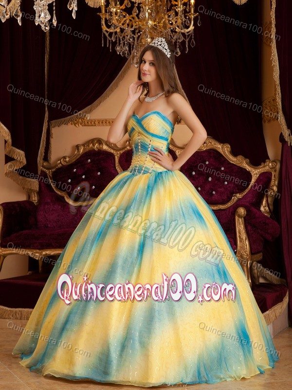 Sweetheart Quinceanera Gown with Beading by Omber Color Fabric