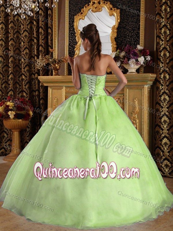 Beautiful Yellow Green Fitted Beaded Quinceanera Party Dress