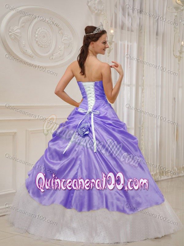 Dreamy Strapless Lavender and White Beaded Sweet 15 Dresses