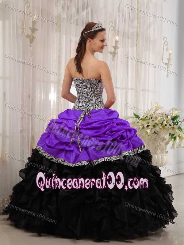 Cheap Pick Ups Zebra Print Purple and Black Dress for Sweet 16