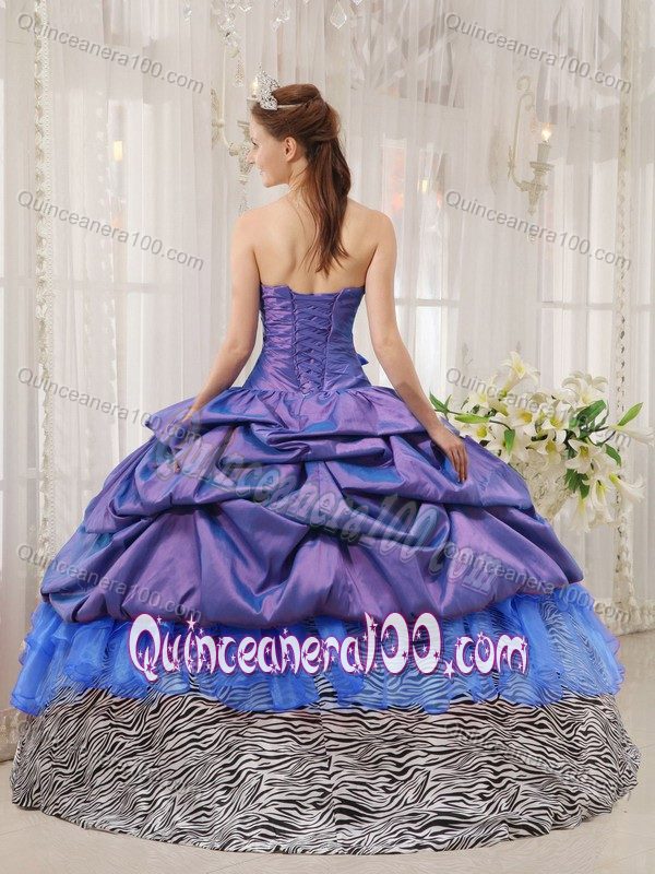 Pick Ups Zebra Print Beaded Multi-colored Quinceanera Gown