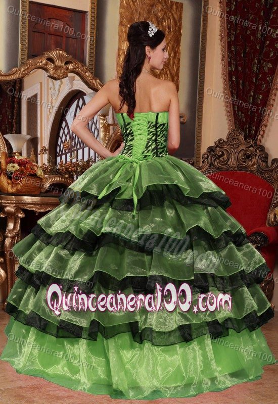 Classy Zebra Print Corset Ruffled Multi-color Dress for Quince