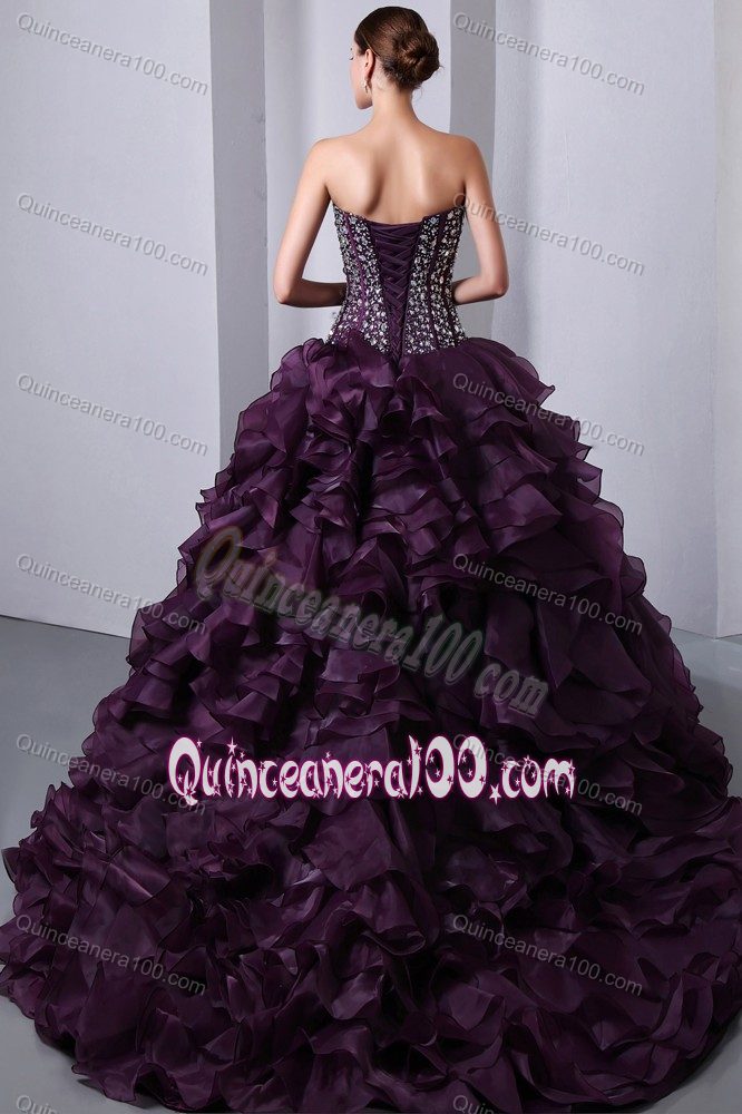 Sweetheart Beading Accent Bodice Ruffled Purple Dresses Quince