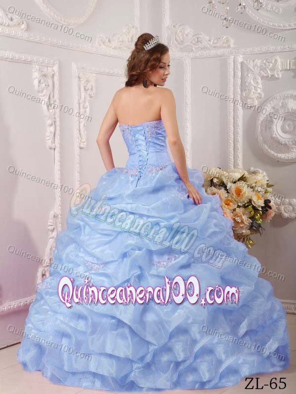 Fashionable Lavender Strapless Pick-ups Appliques Dress Quince