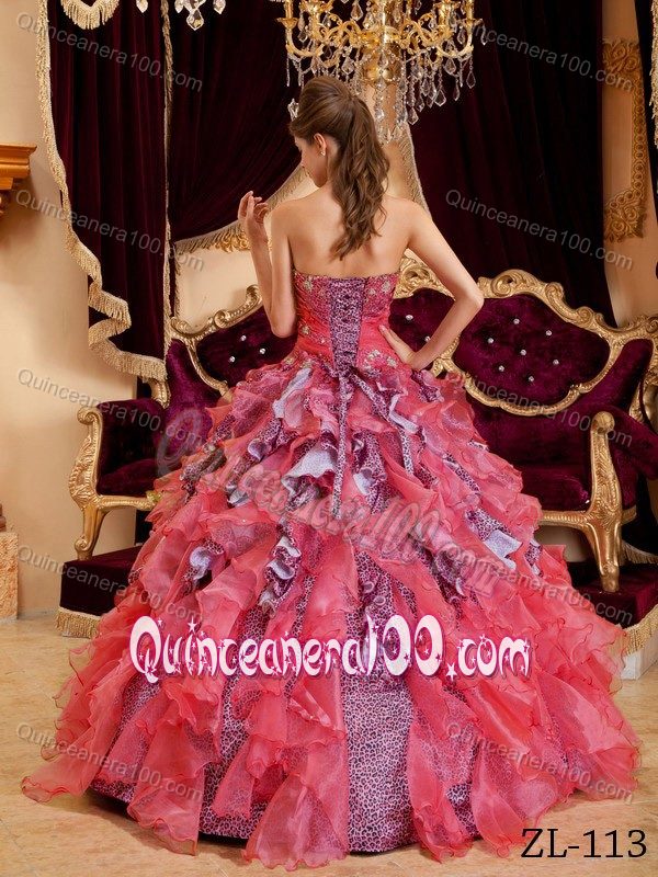 Unique Colorful Ruffled Beading Leopard Quince Dresses