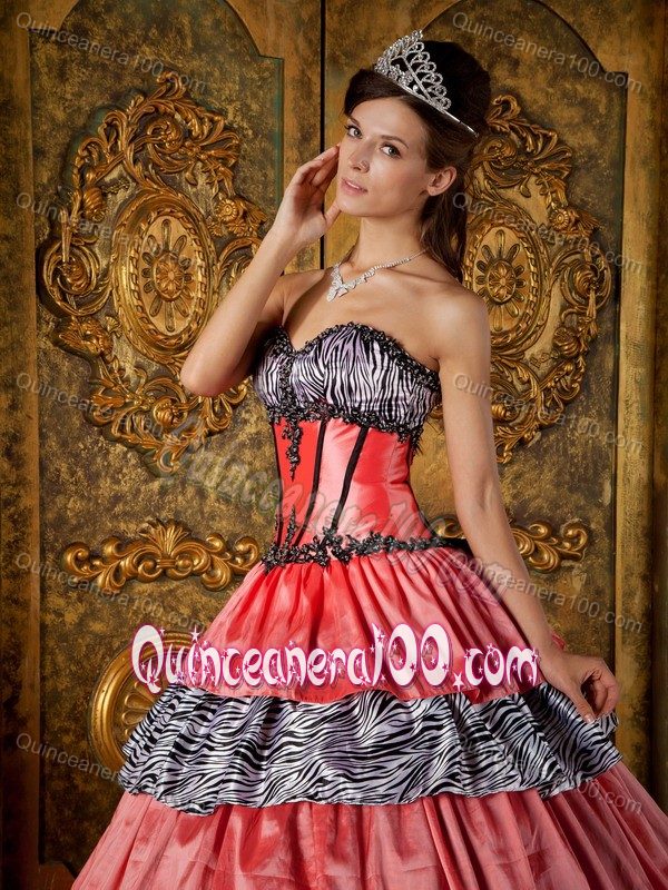 Sweetheart Layered Dress for Quinceaneras with Zebra Stripe